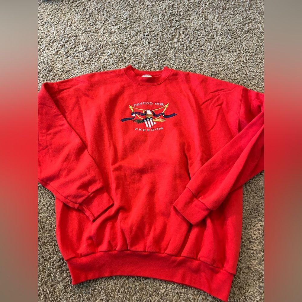 Vintage 90s Streetwear Defend Our Freedom Eagle Sweatshirt XL